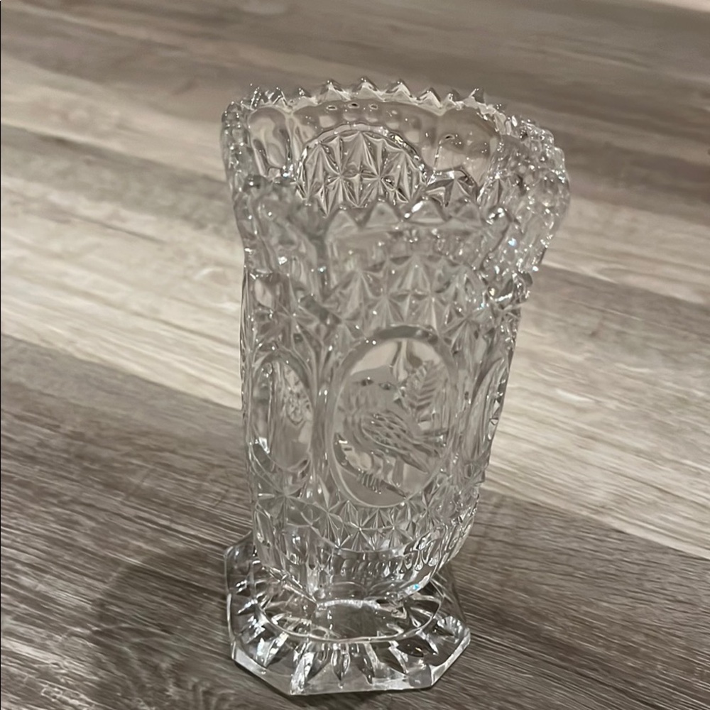 Vintage Haufbaur Etched lead Elegant Crystal Vase